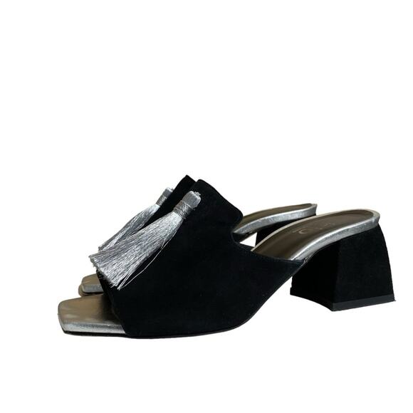 ISLO by Isabella Russo Black Suede Mules Tassel Front Detail Heels Women’s 37 - Picture 1 of 11